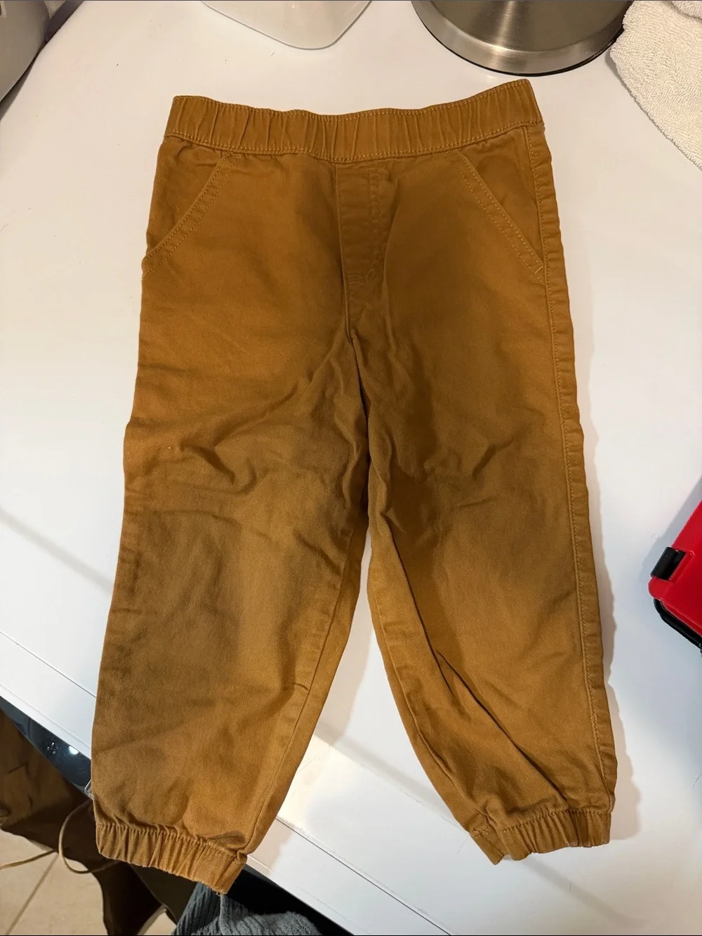 Kids Elastic Waist Jogger Pants - Brown 24M